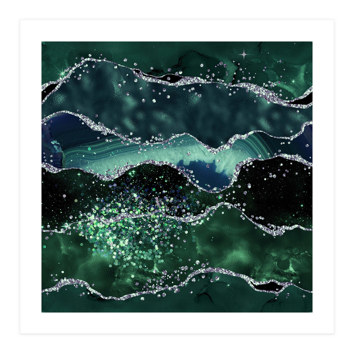 Emerald Glitter Agate Texture 05  (Print Only)