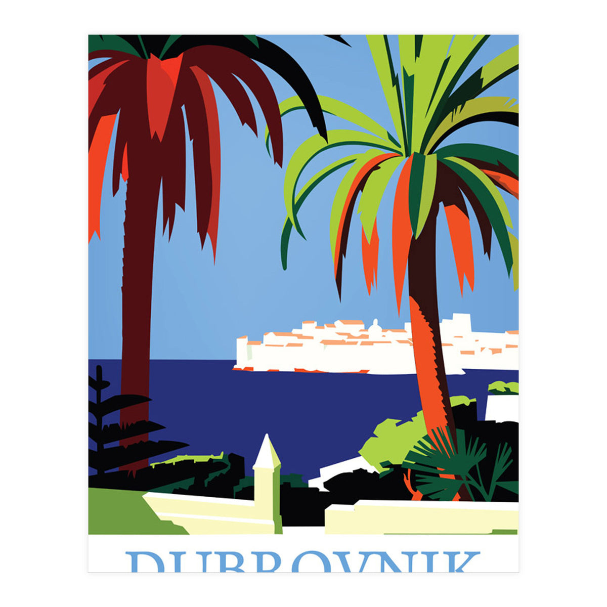 Dubrovnik, The Fortress and Palm Trees (Print Only)