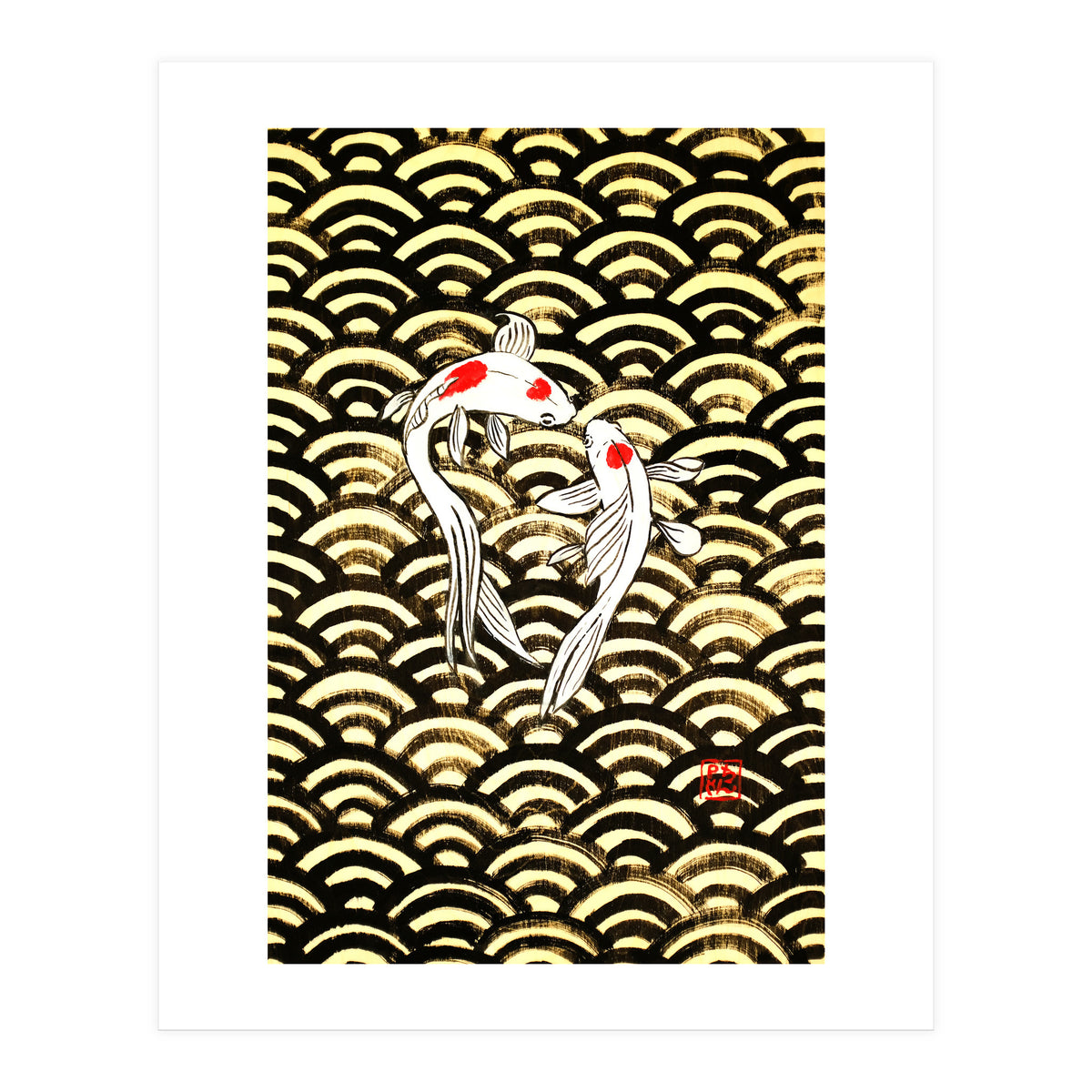 2 Koi In Wood (Print Only)