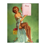 Pinup Girl Posing With Her Big Diary Book (Print Only) thumbnail