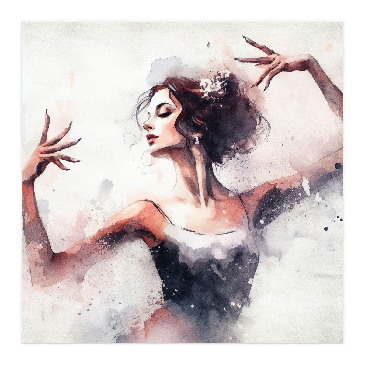 Elegant Ballet Dancer Portrait In Motion (Print Only)