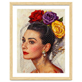 Audrey Hepburn, Impasto Floral Veil Portrait, Classic Hollywood Oil Painting, thumbnail