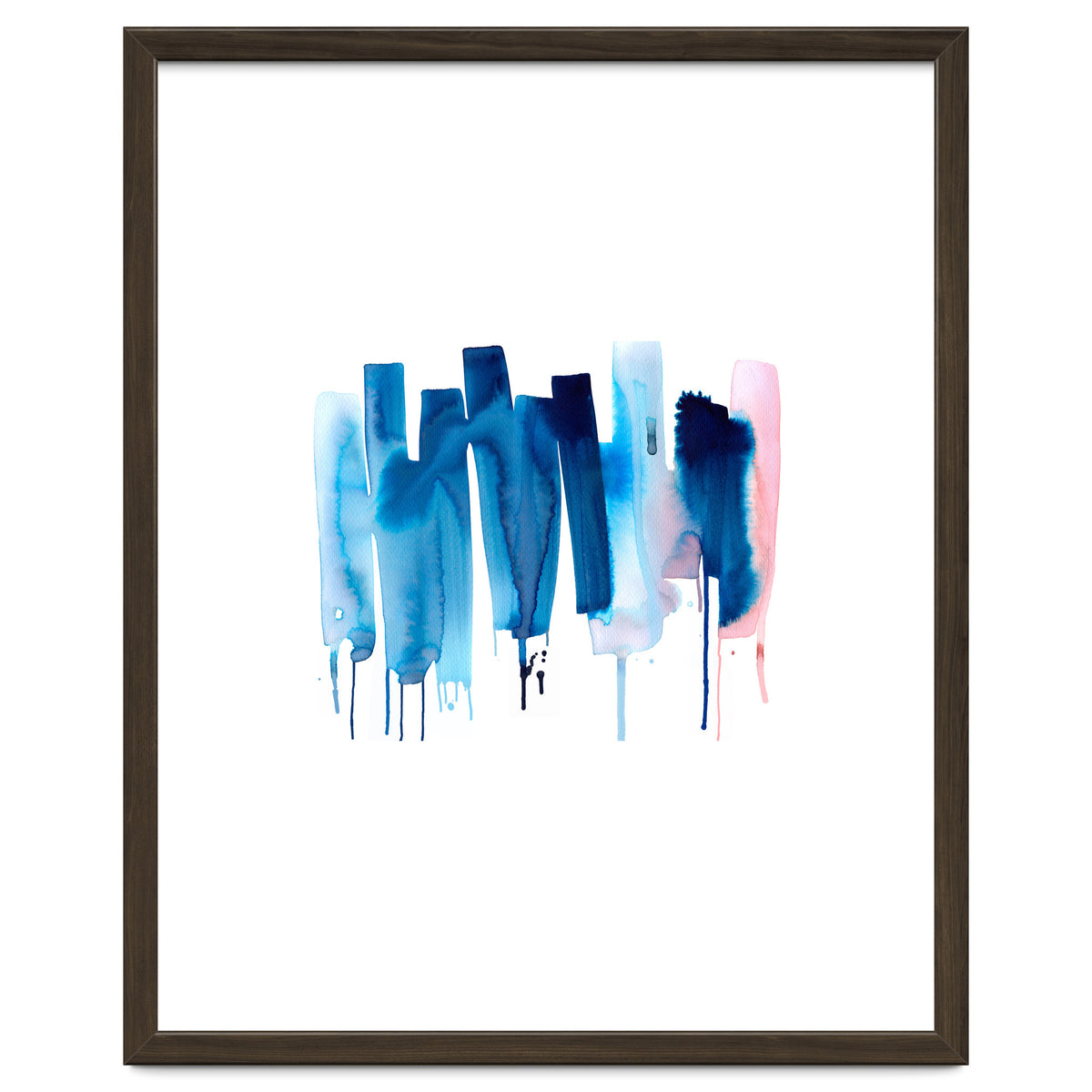 Abstract Watercolor Stripes Minimal Blue