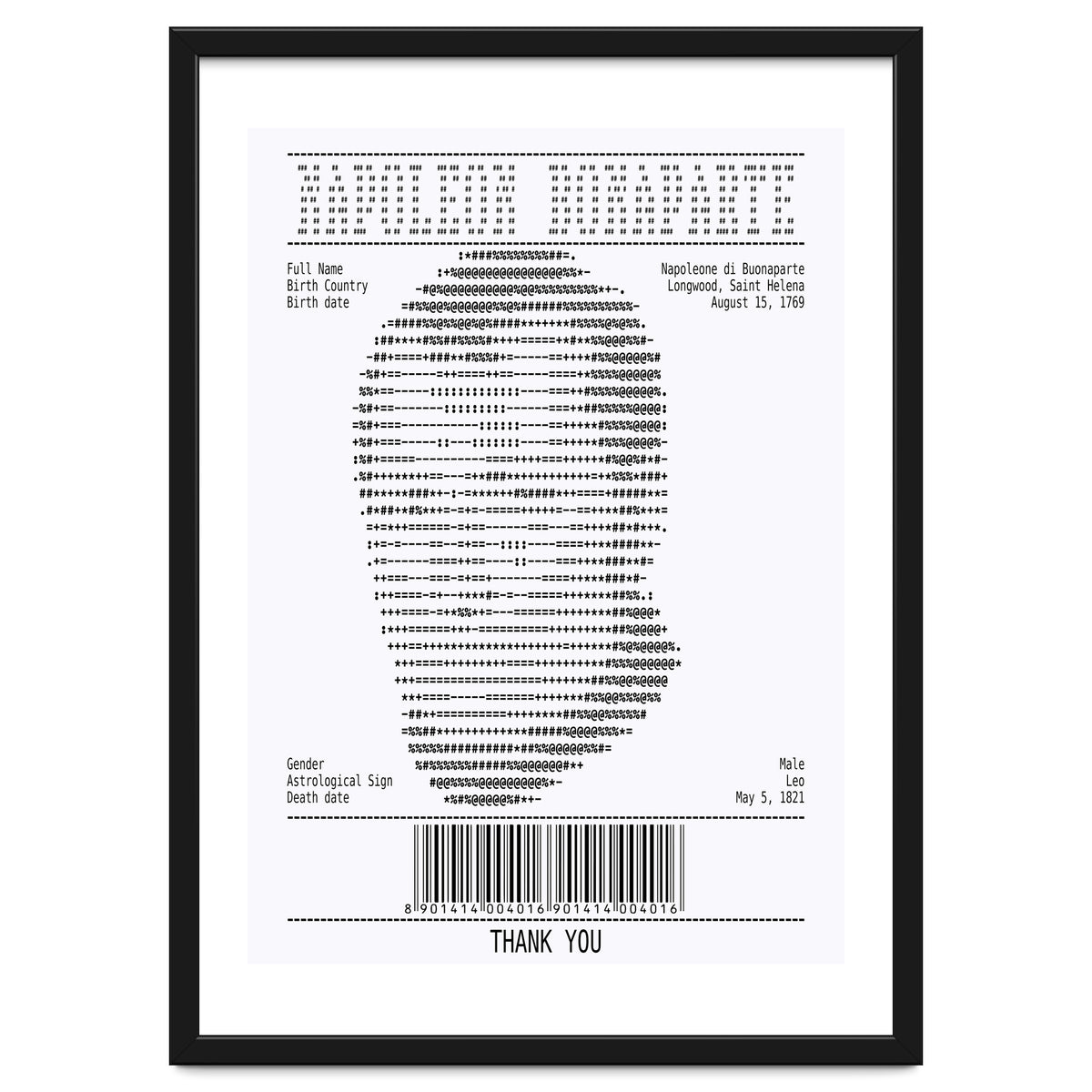 Receipt Art Napoleone Buonaparte