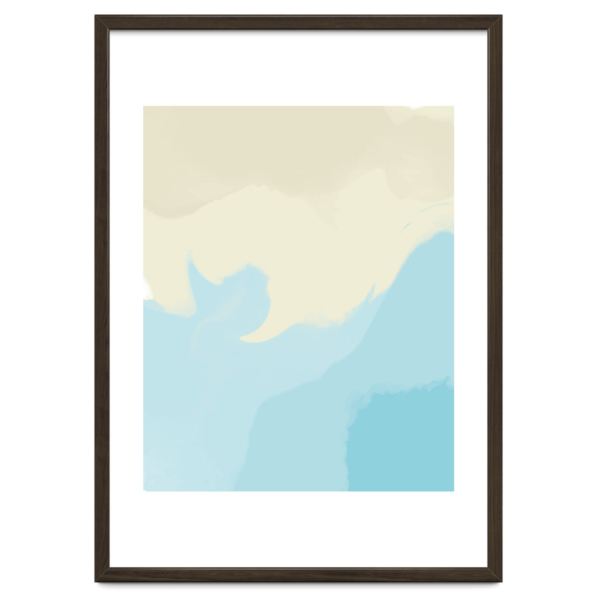 Mellow, Abstract Powder Blue Pastel Pearl Painting, Modern Simple Minimal Waves