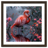 Elegant Flamingo Standing In Water Reflection thumbnail