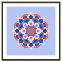 Mandala flower - blue and coral