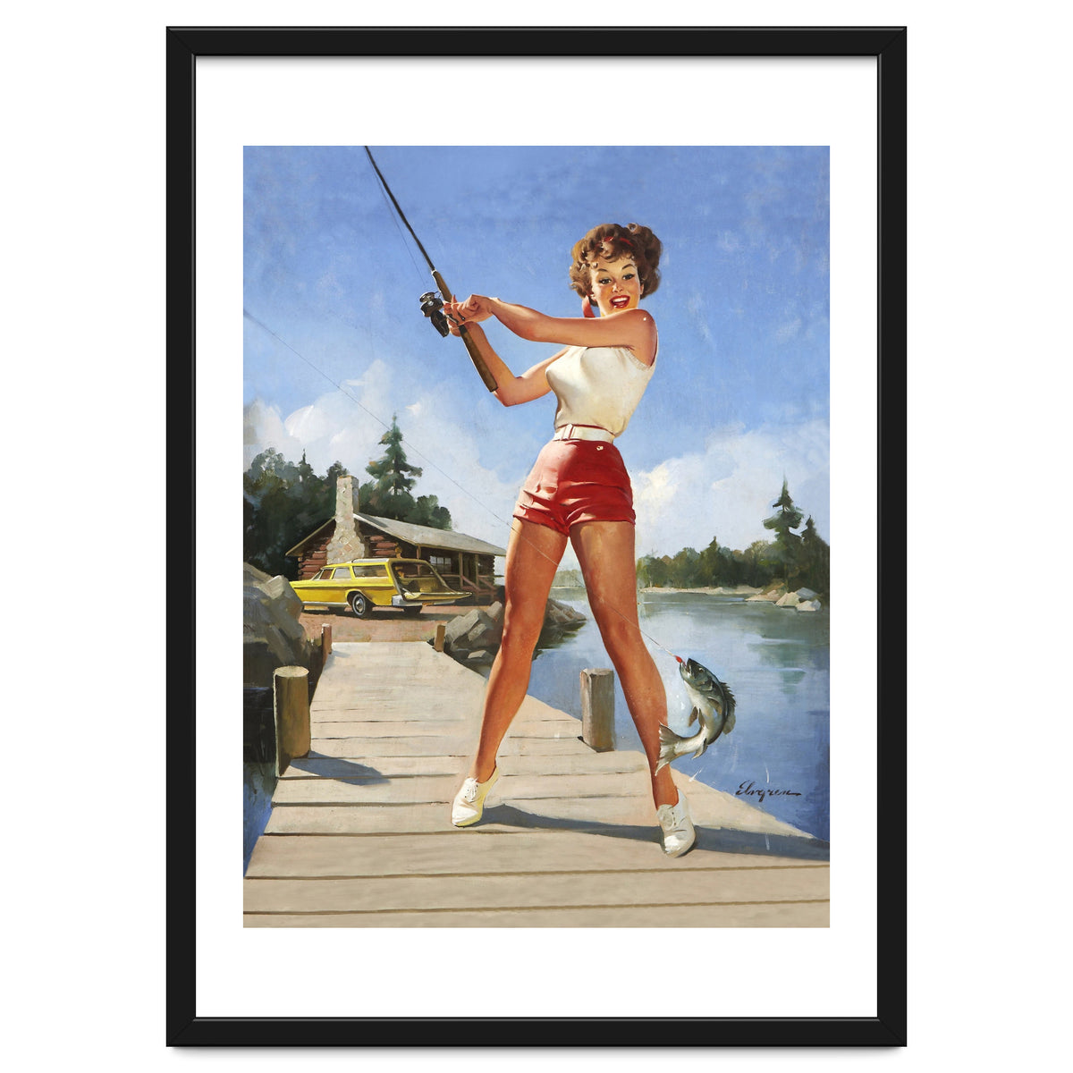 Pinup Fishing Girl With Her Catch