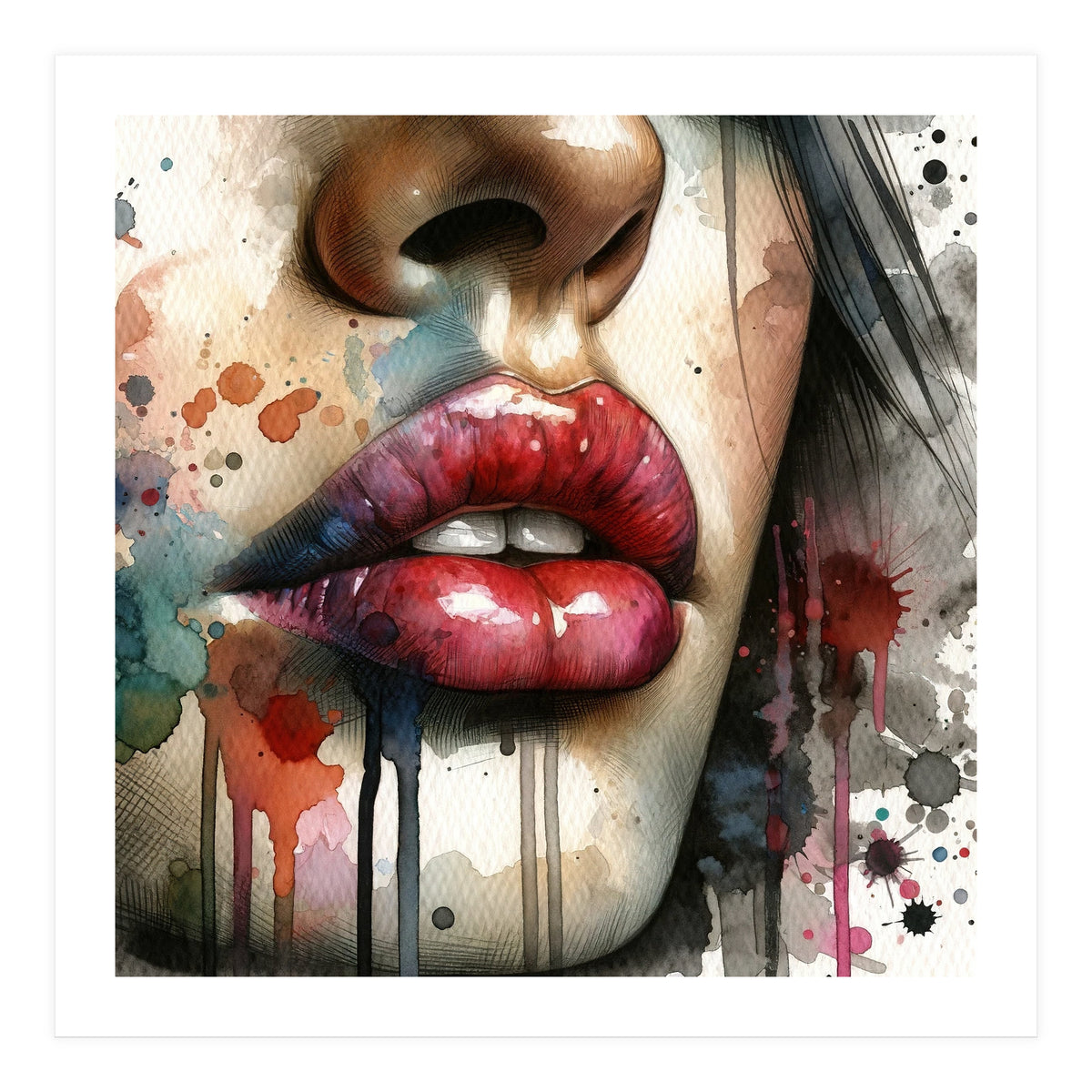 Watercolor Women Lips #1 (Print Only)