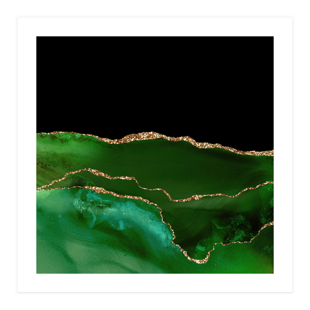 Green & Gold Agate Texture 07  (Print Only)