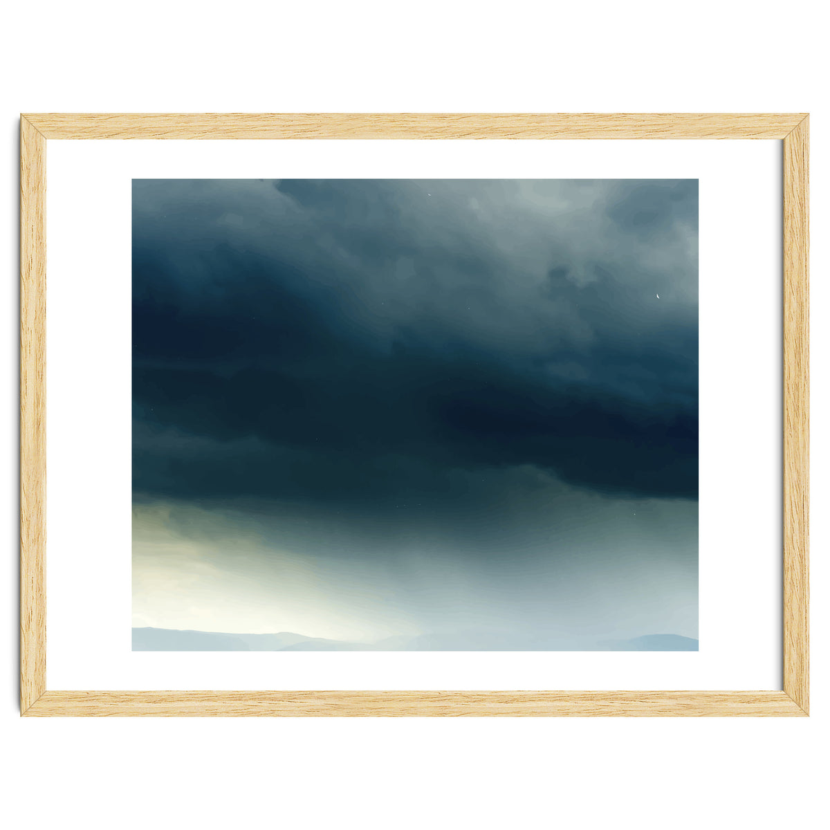 Storm Rain Clouds Watercolor Painting Blue Minimal Dark Sky Graphic