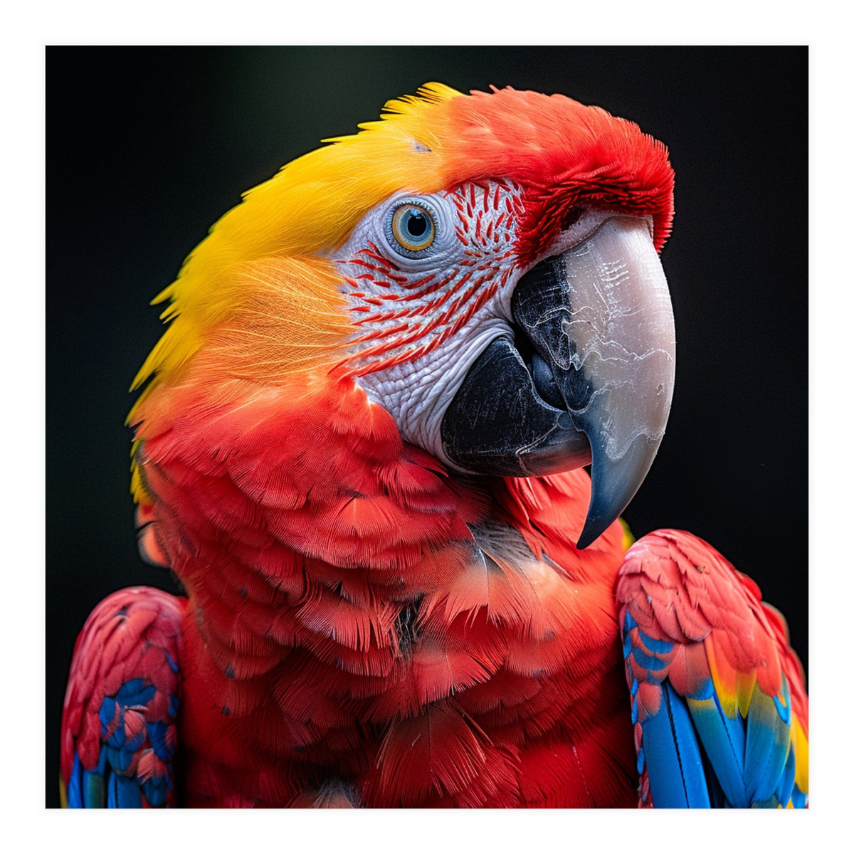 Scarlet Macaw Parrot Headshot Vibrant Colors (Print Only)