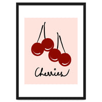Cherries modern simple minimalistic red cute Fruit wall art