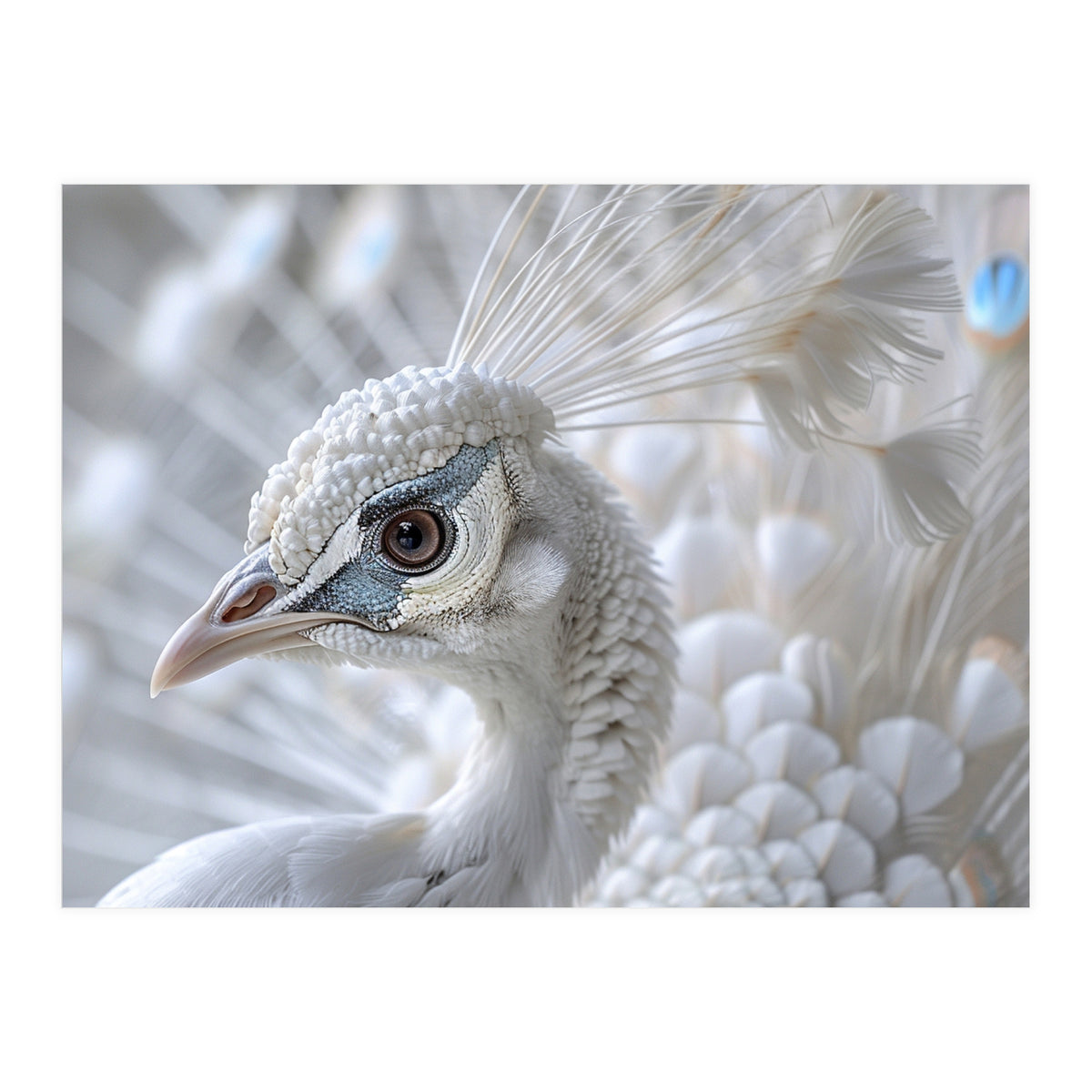 Close-up of a White Peacock (Print Only)