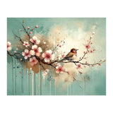 Bird Resting On Cherry Blossom Branch (Print Only) thumbnail