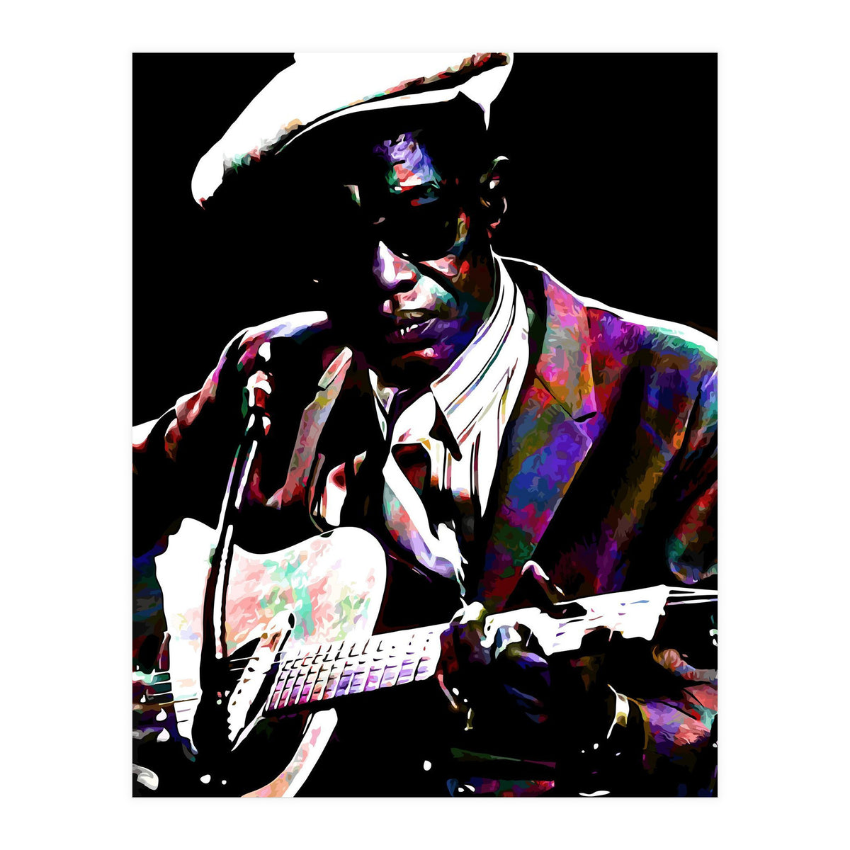 Lightnin' Hopkins American Country Blues Musician legend Colorful Art (Print Only)
