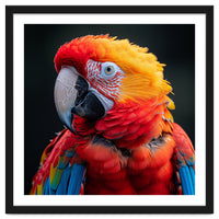 Scarlet Macaw Parrot Portrait Vivid Colors