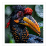 Close Up Of Helmeted Hornbill Bird In Rain (Print Only) thumbnail