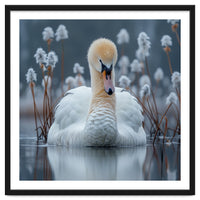 Swan Floating Serene On Calm Water