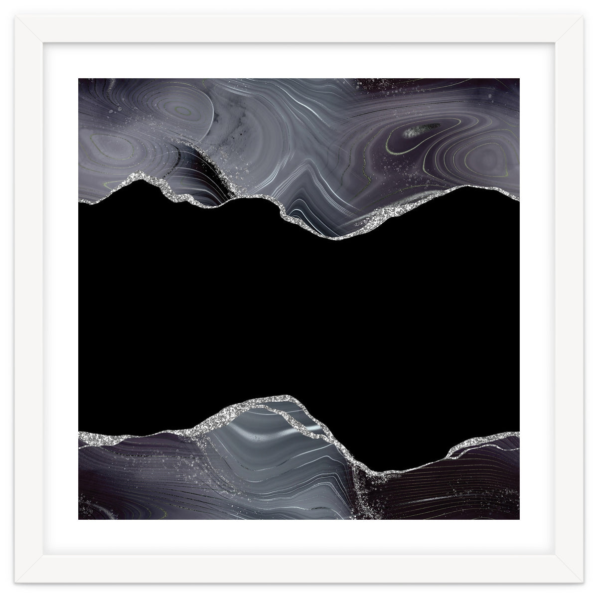 Black & Silver Glitter Agate Texture 04