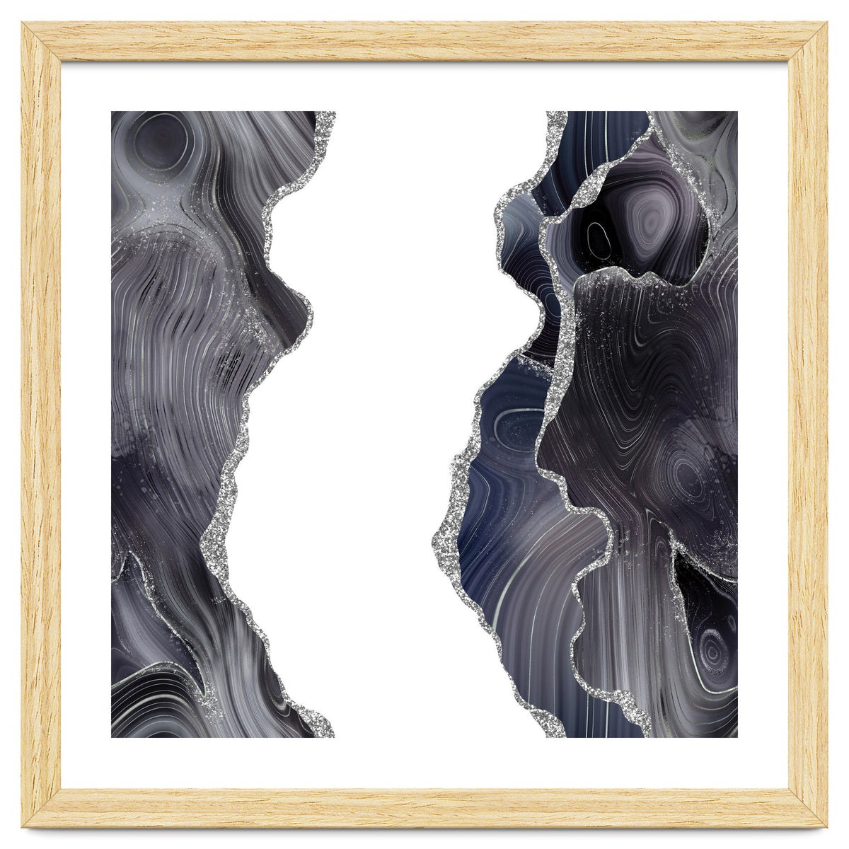 Black & Silver Glitter Agate Texture 05