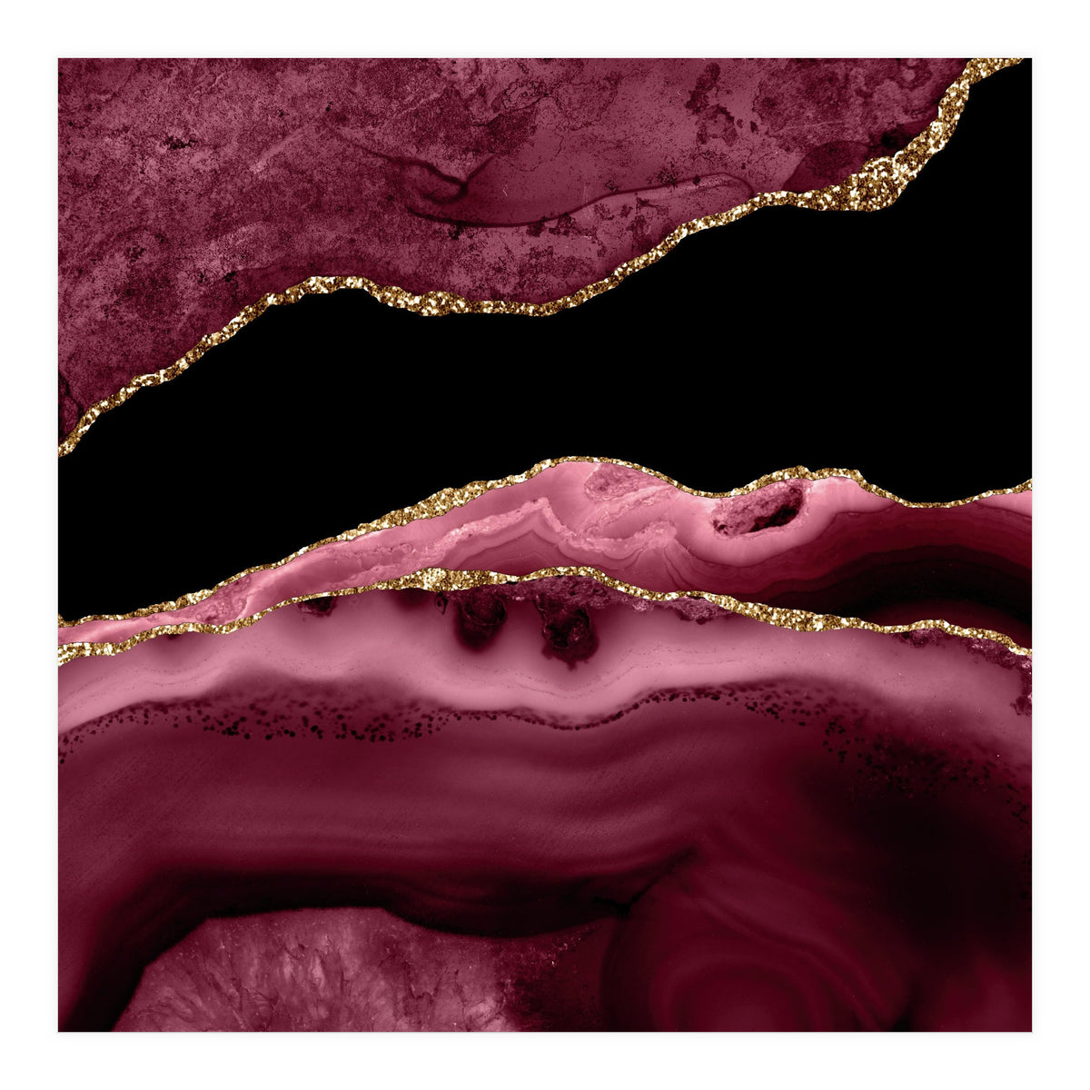 Burgundy & Gold Agate Texture 13  (Print Only)