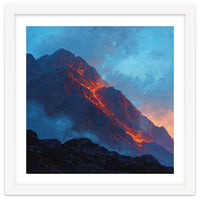 Dramatic Mountain Summit with Fiery Sunset Alpenglow