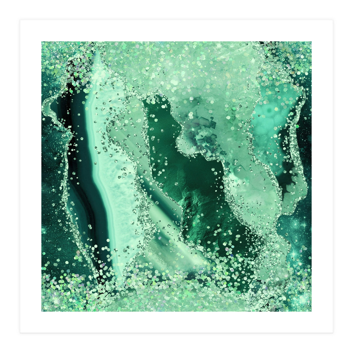 Emerald Glitter Agate Texture 03  (Print Only)