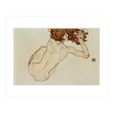 Kauernder Rueckenakt - Crouching nude,back view,1917. Gouache and pencil, 29,5 x 45 cm. (Print Only) thumbnail