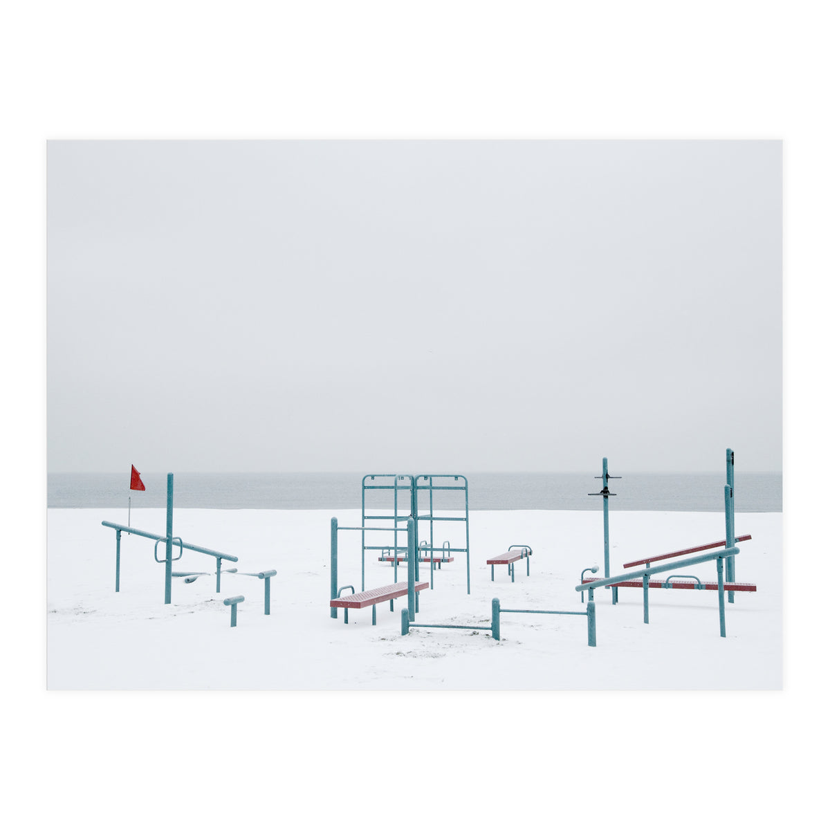 Playground in the winter snow beach (Print Only)