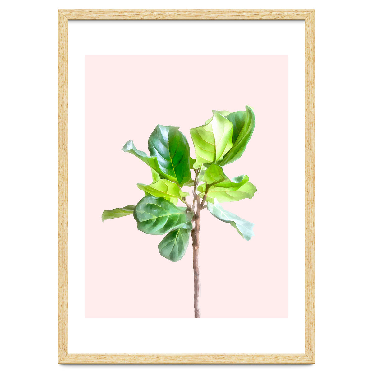 Intimate Energy, Blush Pastel Botanical Plant Minimal Painting, Pink Green Nature