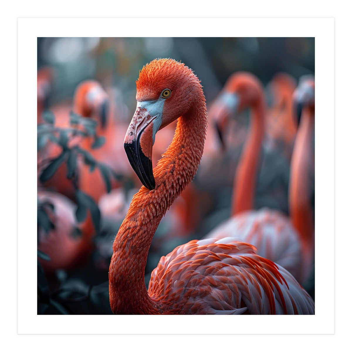Beautiful Close Up Of A Pink Flamingo Bird (Print Only)