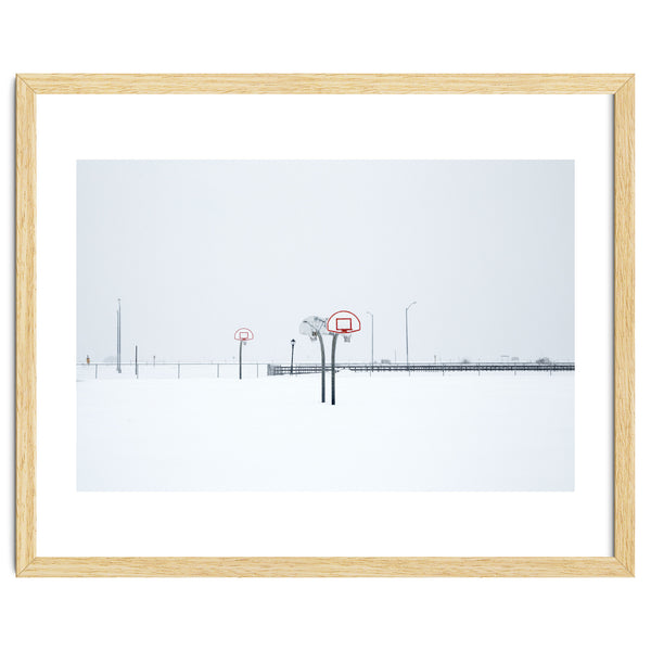 Snow-covered Basketball court