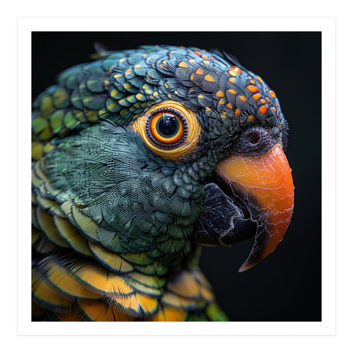 Close Up Of A Colorful Parrot's Face (Print Only)