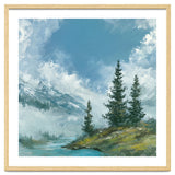 Ethereal Alpine River Valley with Snow-Capped Mountains thumbnail