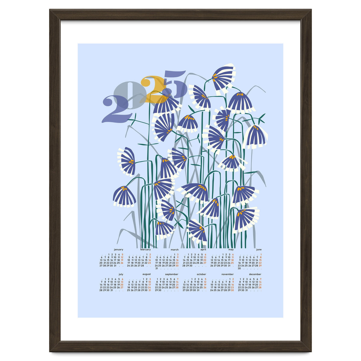 calendar 2025 pastel light blue