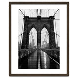 Brooklyn Bridge Black and White, Moody NYC Architecture, Rainy Urban Photography thumbnail
