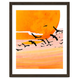 Time Flies, Birds Wildlife Fly Freedom Nature, Sun Sunset Sunrise Positivity Hope Painting, Growth Migrate Gift Animals Blush Sky Bohemian thumbnail