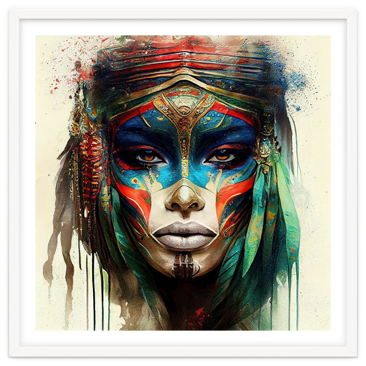 Turquoise Warrior Woman Portrait