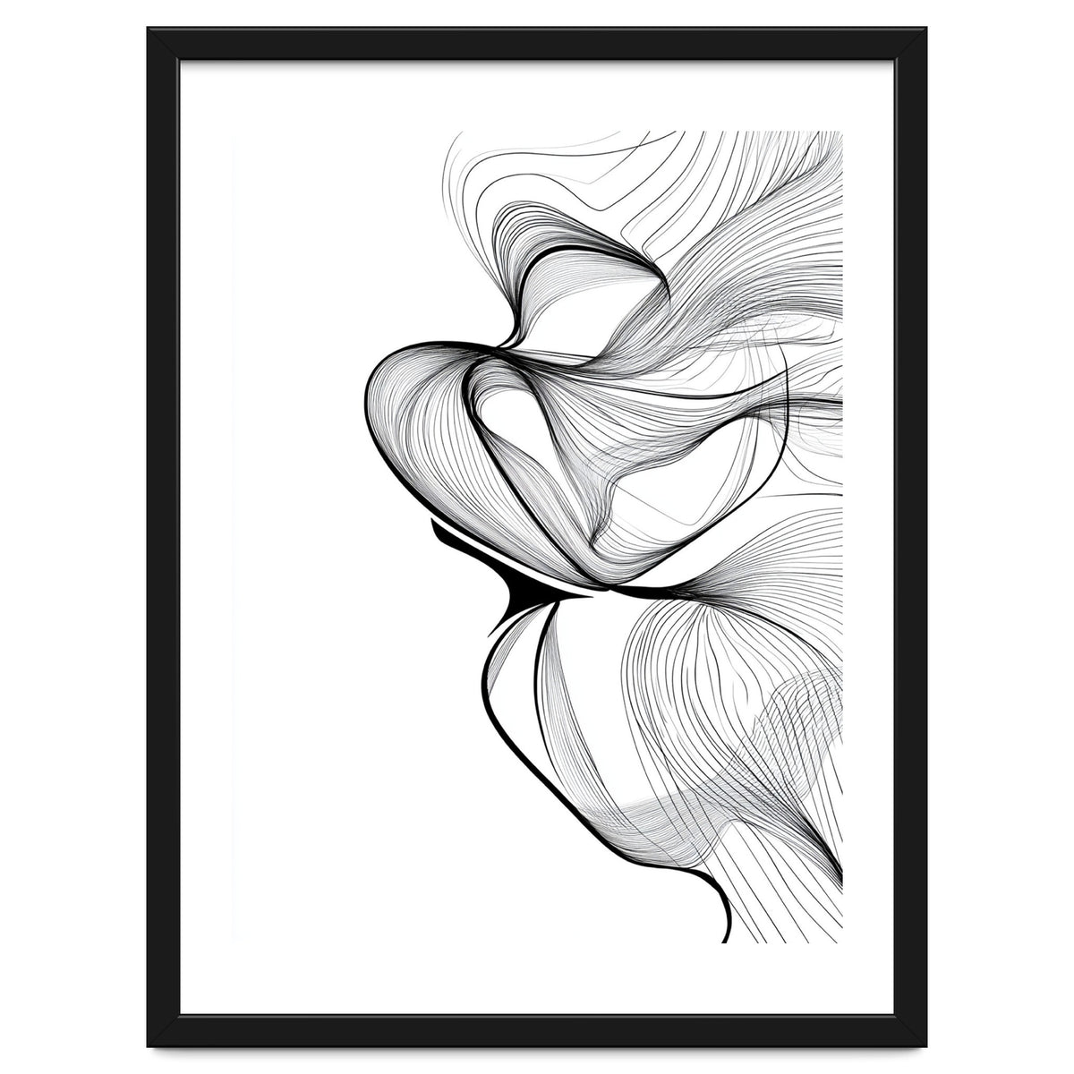 Abstract Black And White Swirls And Lines Flowing Art