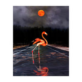 Flamingo and Red Moon  (Print Only) thumbnail