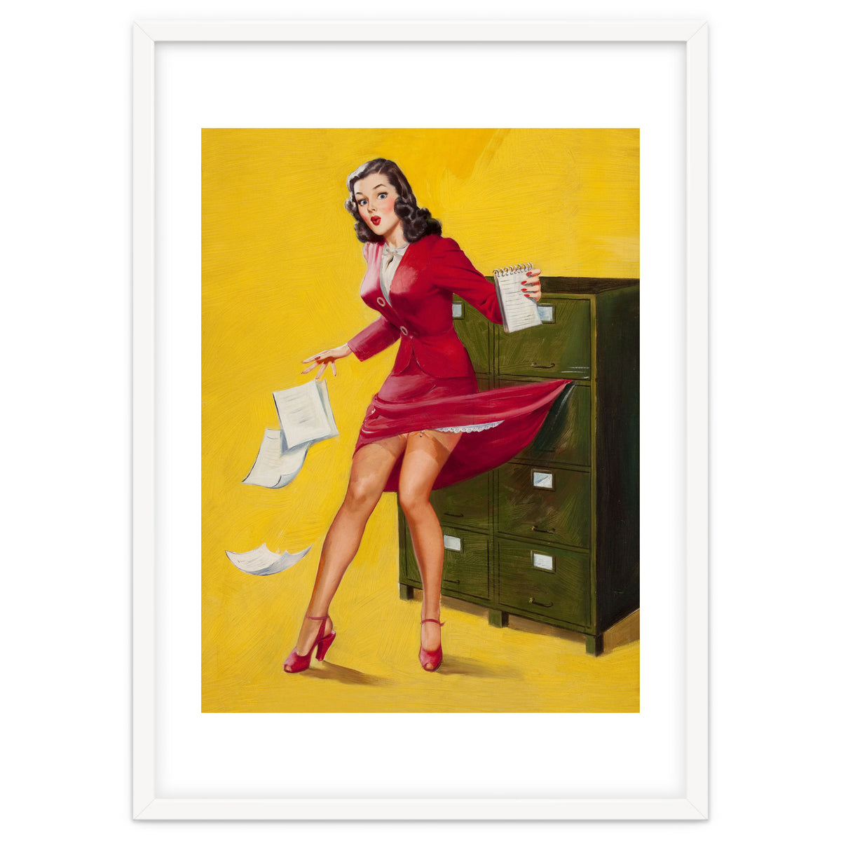Pinup Girl In Office Accident