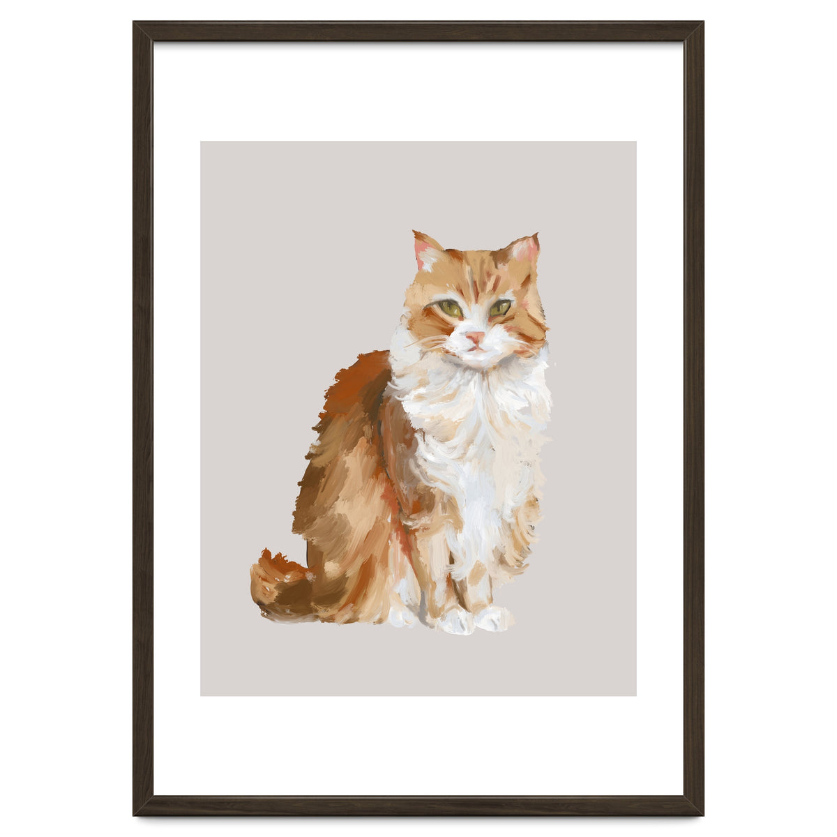 Handpainted messy oil painting of furry baby cat