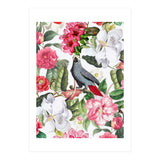 Vintage Cockatoo in Flower Jungle (Print Only) thumbnail