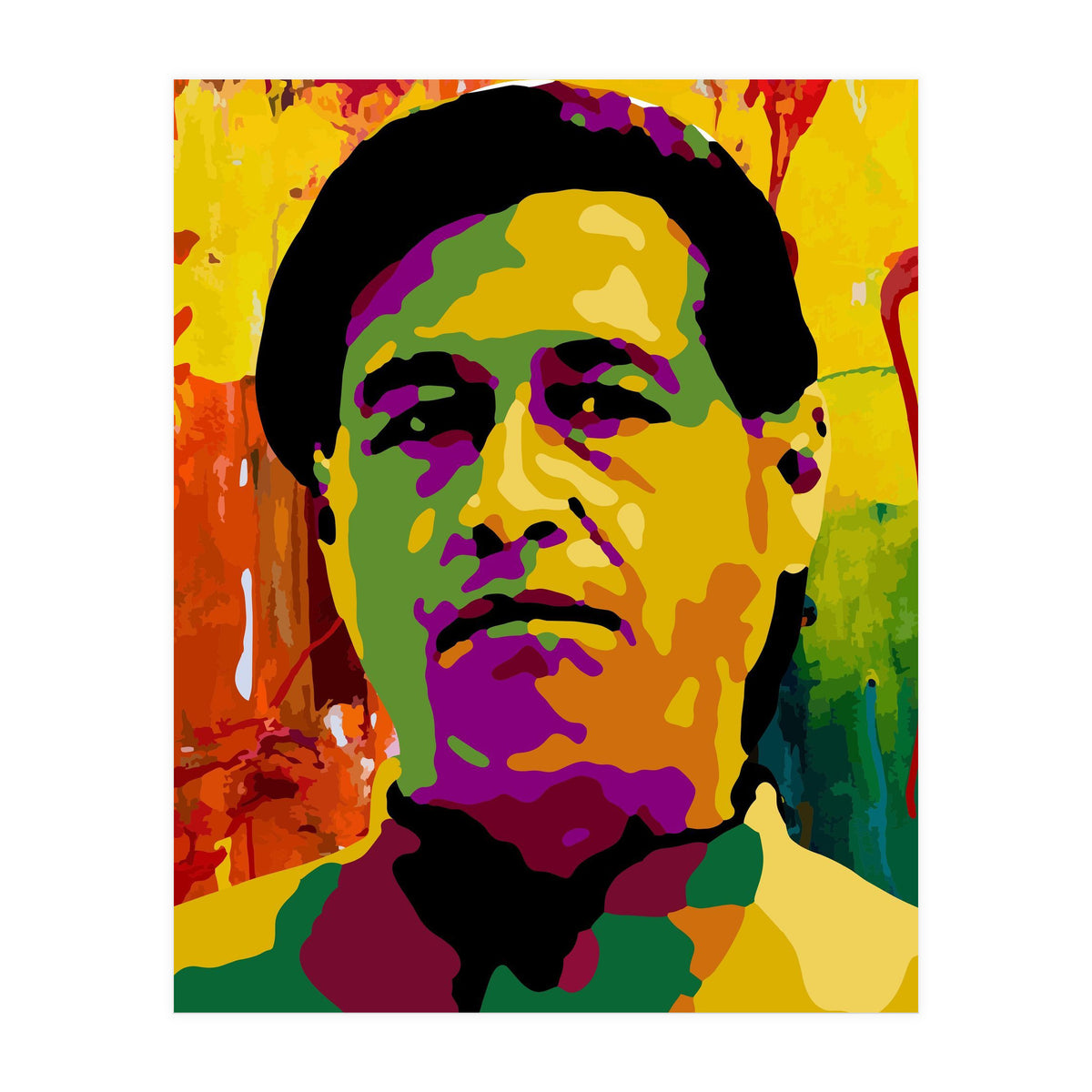 Cesar Chavez Colorful Abstract Art (Print Only)