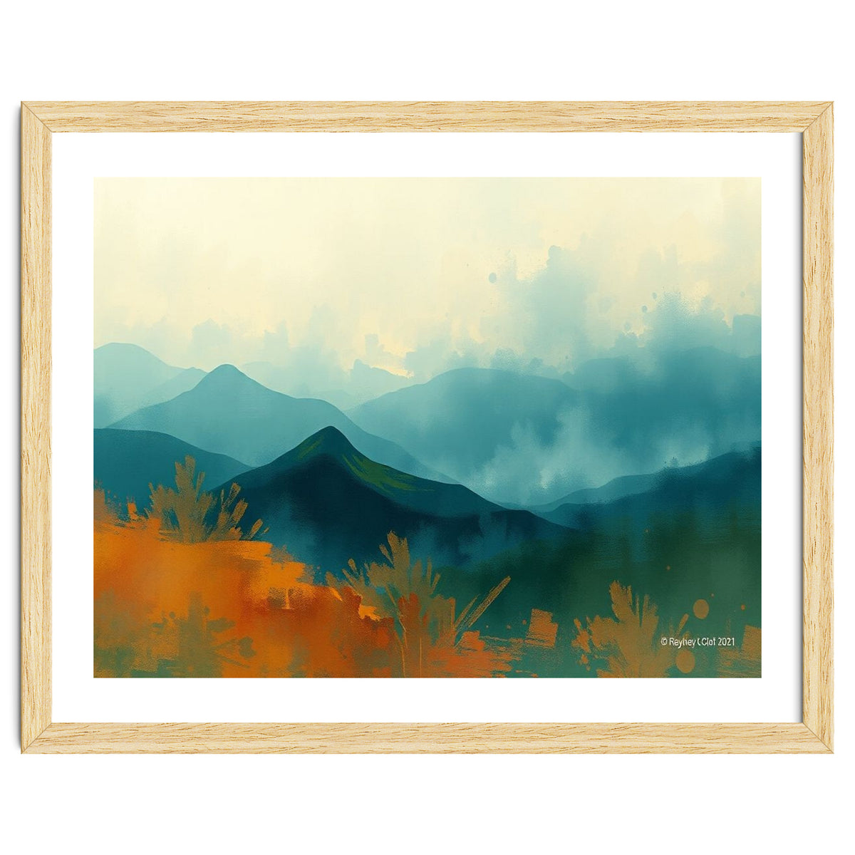Long Title Misty Blue Mountain Range Landscape