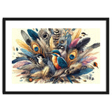 Kingfisher And Songbirds In Peacock Feathers thumbnail