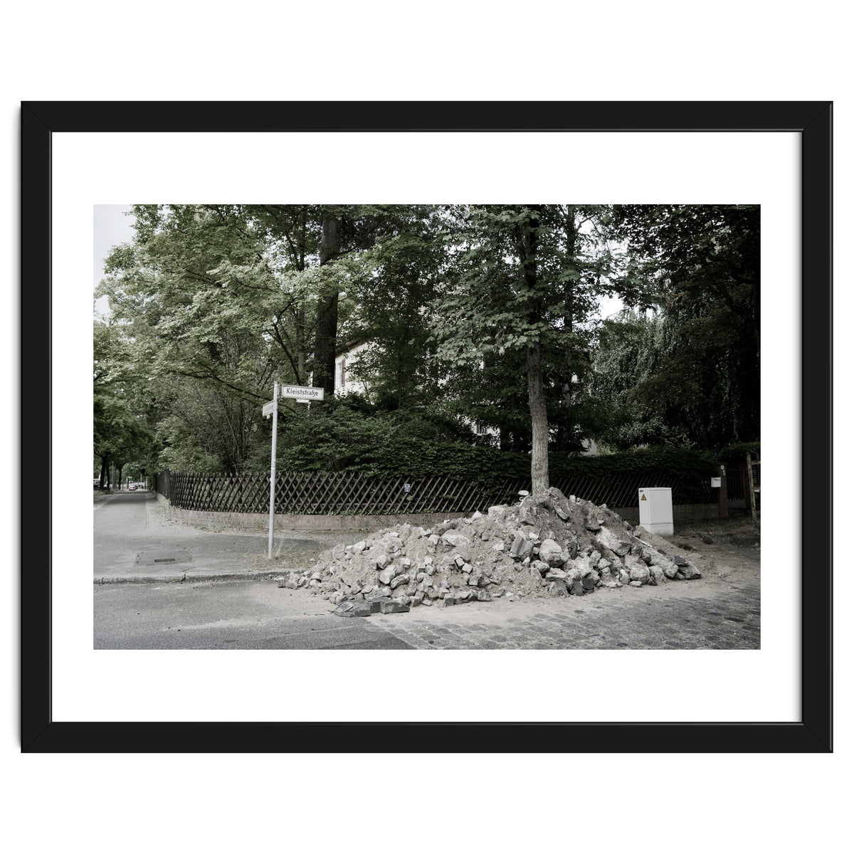 Piled-up rocks under construction on the street