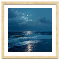 Moonlit Shoreline with Crashing Surf