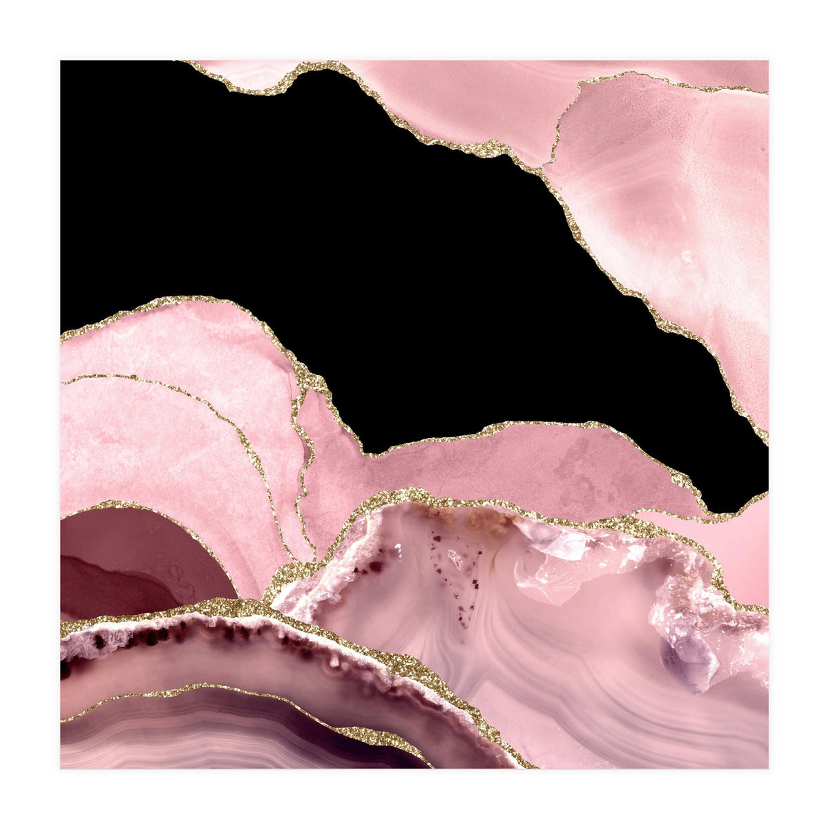 Blush & Gold Agate Texture 03  (Print Only)